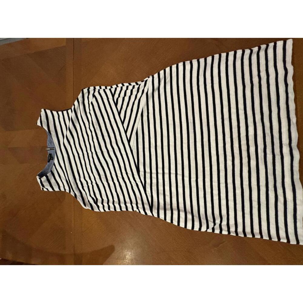 Talbots Petite Black and White Striped Sheath Dress Size LP